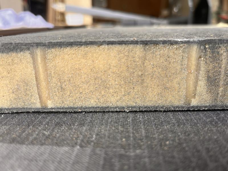 Sprint 20S - Cross section of the cabintop panel. Shows complete resin penetration of the core, and a laminate void of any air entrapment photo copyright Valder Yachts taken at  and featuring the Power Cat class