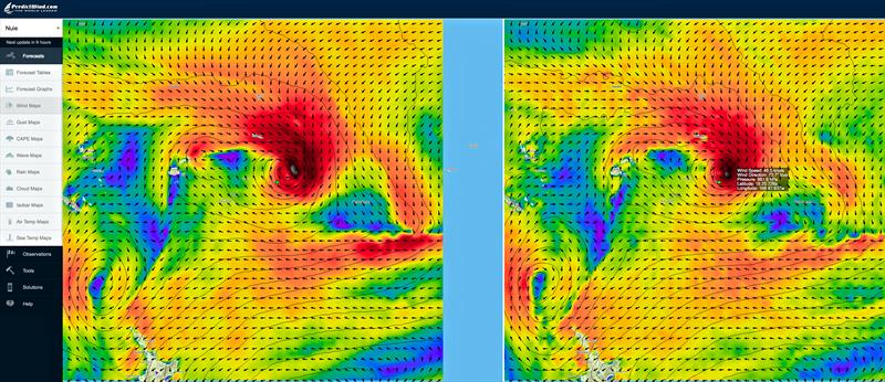 Cyclone Gita - Location Saturday evening February 10, 2018 just south of Niue Island photo copyright Predictwind.com taken at  and featuring the  class