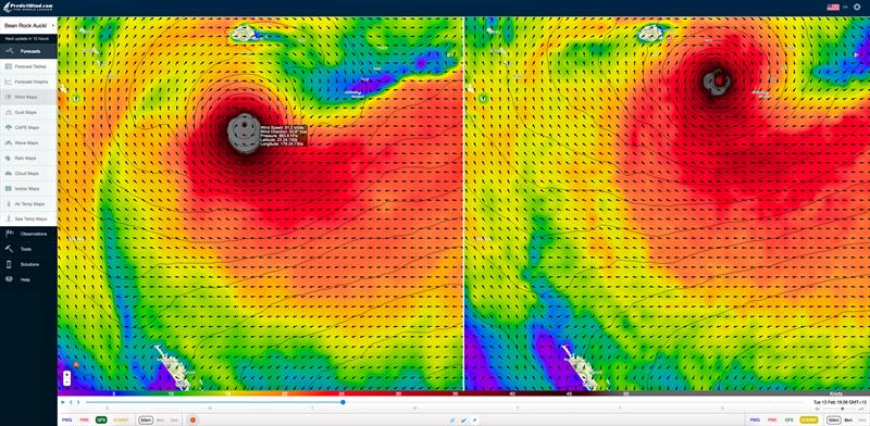 Cyclone Gita deepens and expands after leaving Niue with winds incraesing to over 80kts average at one point photo copyright Predictwind taken at  and featuring the  class