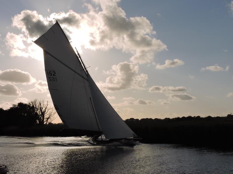 River Cruiser at Martham at sunset during the 61st Yachtmaster Insurance Three Rivers Race photo copyright Holly Hancock taken at Horning Sailing Club and featuring the River Cruiser class