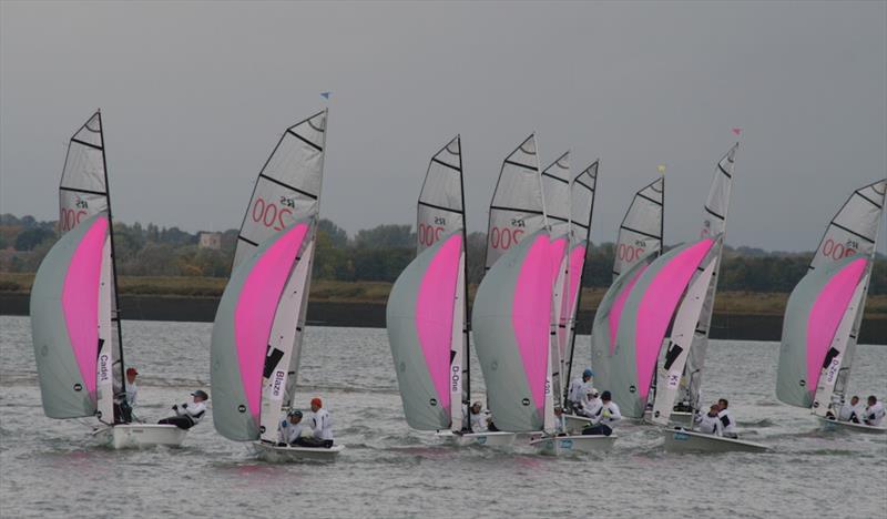 Close, downwind action in Sunday's lighter winds during the 2018 Endeavour Trophy photo copyright Sue Pelling taken at Royal Corinthian Yacht Club, Burnham and featuring the RS200 class