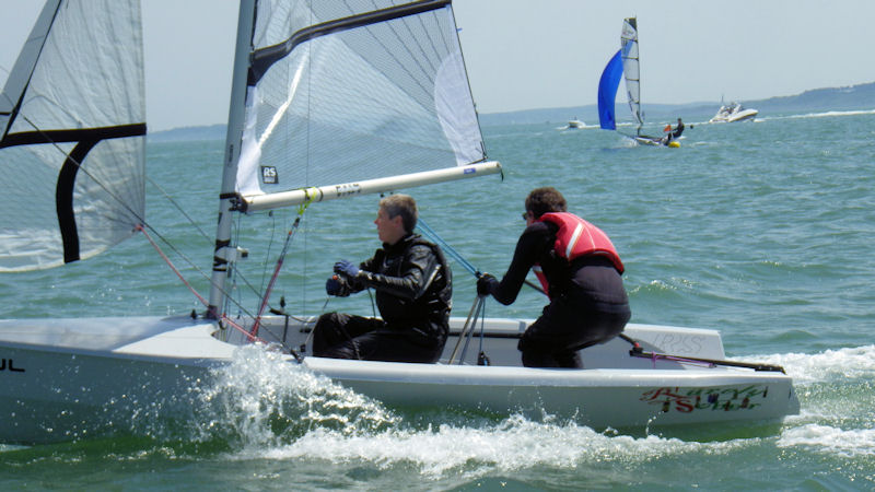 John Cooper & Becci Wigley on day 3 of the Early Summer Points Series photo copyright Alastair Beeton taken at Lymington Town Sailing Club and featuring the RS400 class