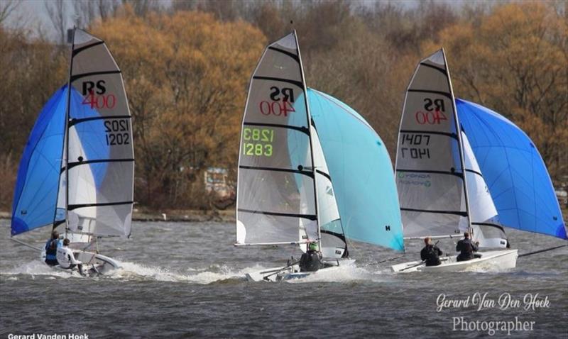 Blasting downwind - RS400 Rope4Boats and Rooster Winter Championship photo copyright Gerard van den Hoek taken at Leigh & Lowton Sailing Club and featuring the RS400 class
