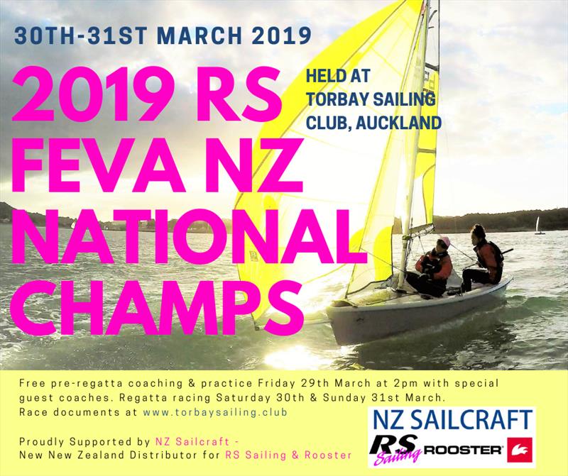 RS Feva Nationals will be held at the Torbay Sailing Club March 29-31, 2019 photo copyright NZ Sailcraft taken at Torbay Sailing Club and featuring the RS Feva class
