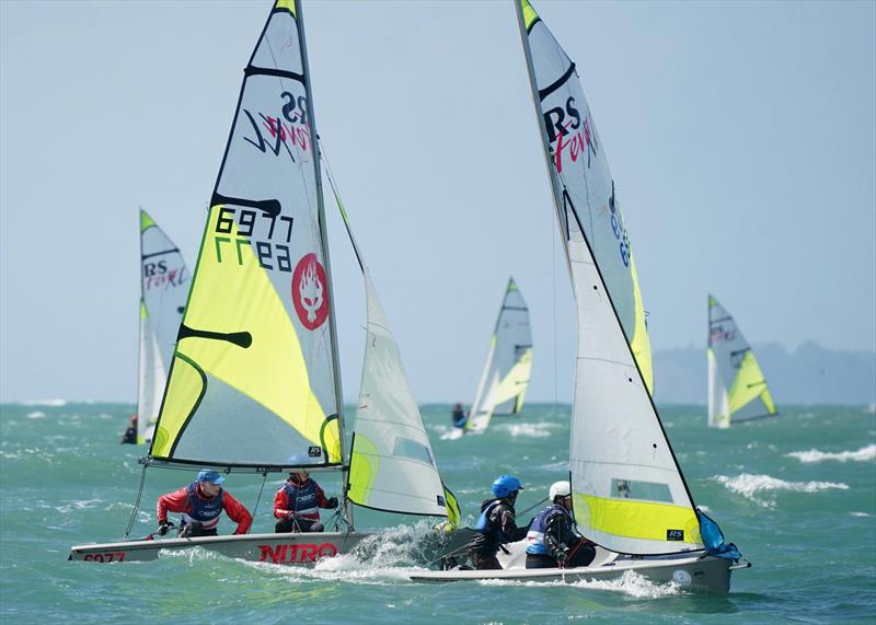 Day 2, RS Feva New Zealand Nationals, Torbay Sailing Club - March 31, 2019 photo copyright Denis Garner taken at Torbay Sailing Club and featuring the RS Feva class