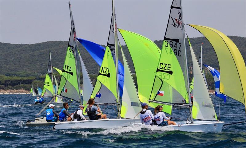 Blake Hinsley and Nicholas Drummond (NZL) - Day 3 of the 2019 RS Feva World Championships, Follonica Bay, Italy - photo © Elena Giolai / Fraglia Vela Riva