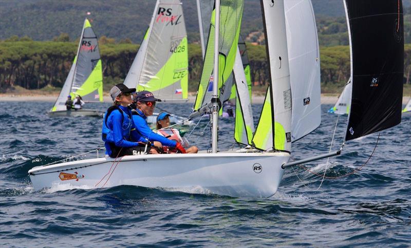 Simon Cooke and Oskar Masfen (NZL) - Day 3 of the 2019 RS Feva World Championships, Follonica Bay, Italy photo copyright Elena Giolai / Fraglia Vela Riva taken at Gruppo Vela L.N.I. Follonica and featuring the RS Feva class