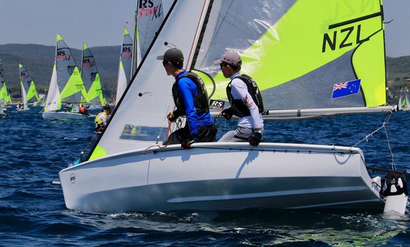  Blake Hinsley and Nicholas Drummond (NZL)  - Day 4 of the 2019 RS Feva World Championships, Follonica Bay, Italyy - photo © Elena Giolai / Fraglia Vela Riva