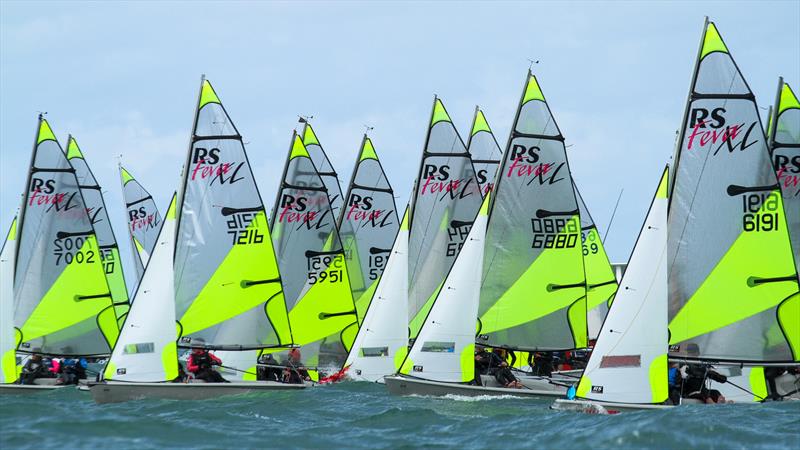 Distinctively coloured RS Feva makes for safety as well as being attractive - RS Feva Nationals, Torbay SC, March 2019 photo copyright Richard Gladwell taken at Torbay Sailing Club and featuring the RS Feva class