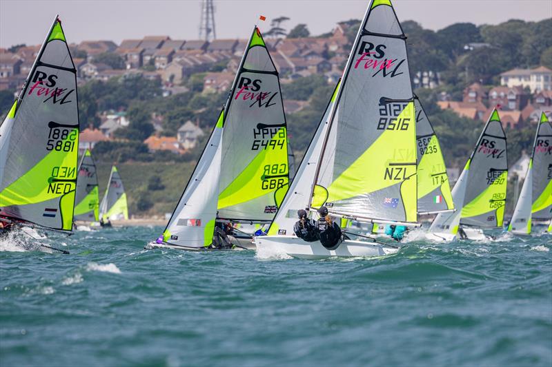 RS Feva Worlds at the RS Games - Day 2 - Weymouth UK - July 2022 photo copyright Phil Jackson / Digital Sailing taken at Weymouth & Portland Sailing Academy and featuring the RS Feva class