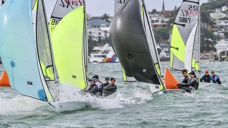 Part of the 46 boat RS: Feva fleet contesting the class NZ National Championships - May 2023 photo copyright Michael Brown taken at Royal Akarana Yacht Club and featuring the RS Feva class