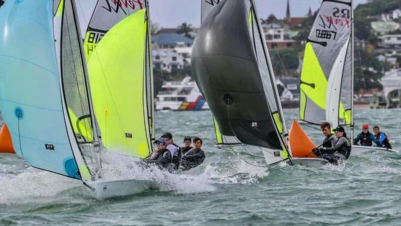 Part of the 46 boat RS: Feva fleet contesting the class NZ National Championships - May 2023 photo copyright Michael Brown taken at Royal Akarana Yacht Club and featuring the RS Feva class