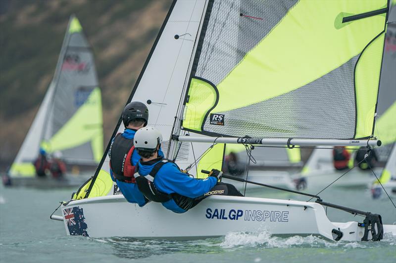 RS Fevas racing in the SailGP Inspire program - Lyttelton - March 23, 2024 photo copyright Justin Mitchell taken at Naval Point Club Lyttelton and featuring the RS Feva class