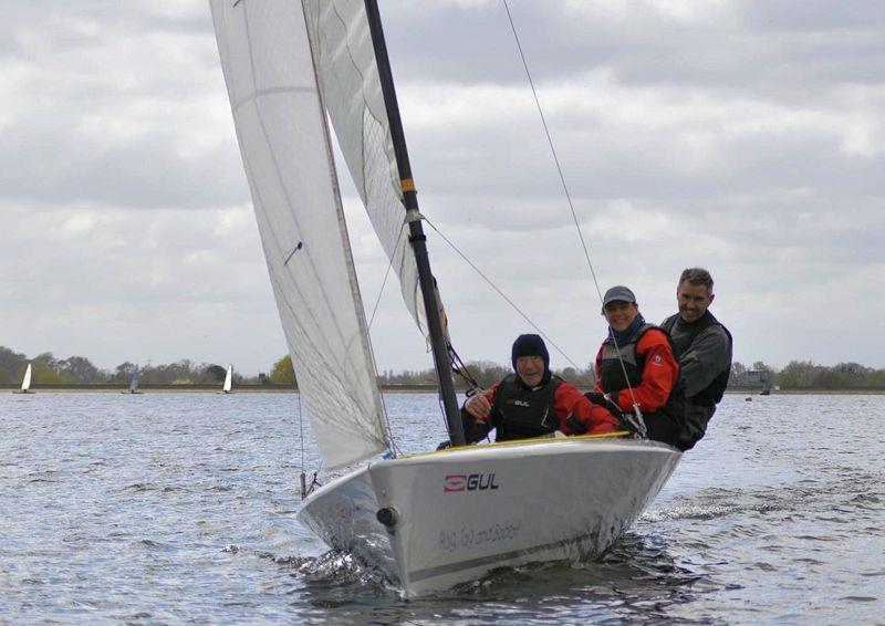 Richard Harvey, Kate Franklin and Mick Steer having won race 4 - K6 Inland Championships at Oxford photo copyright Adrian Howe taken at Oxford Sailing Club and featuring the K6 class