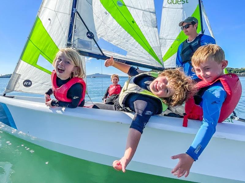 The RS Quest is very popular with sailors of all ages and abilities - these kids definitely think so - 40 have been sold in NZ photo copyright RS Sailing taken at  and featuring the RS Quest class