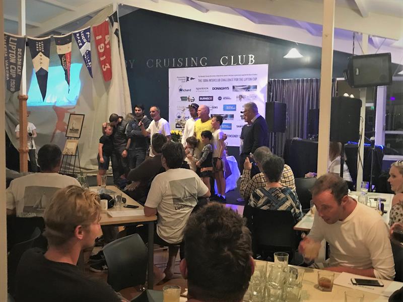 PCC Patron PJ Montgomery MBE just presented the Lipton Cup to the winning skipper Martin Robertson and his Orion crew - 100th Lipton Cup - May 1, 2021 - Ponsonby Cruising Club photo copyright Ponsonby Cruising Club taken at Ponsonby Cruising Club and featuring the  class