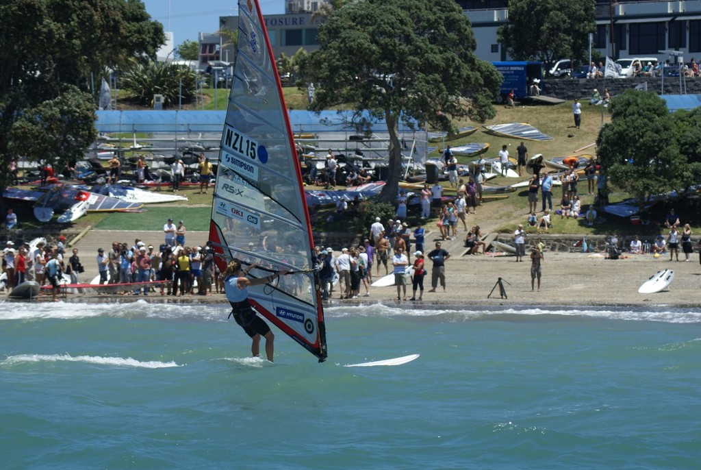 Barbara Kendall sailing off Takapuna Boating Club prior to the 2008 RS:X Worlds photo copyright Richard Gladwell  taken at  and featuring the  class