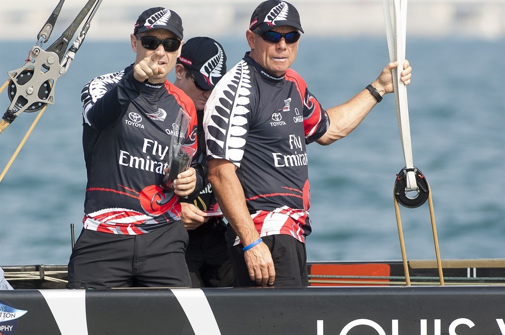 Emirates Team New Zealand COO Kevin Shoebridge and CEO Grant Dalton before their round robin two match against Synergy (RUS). Louis Vuiton Trophy Dubai. 23/11/2010 photo copyright Chris Cameron/ETNZ http://www.chriscameron.co.nz taken at  and featuring the  class