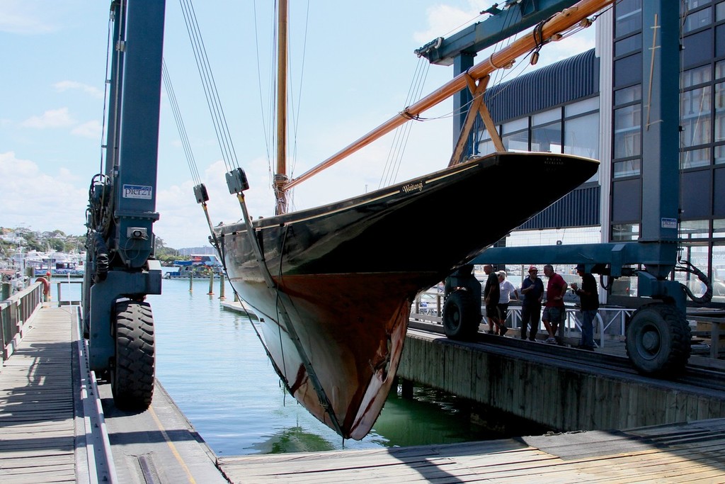 Waitangi shows off her classic Logan lines being hauled at Orams on Monday photo copyright Richard Gladwell www.photosport.co.nz taken at  and featuring the  class