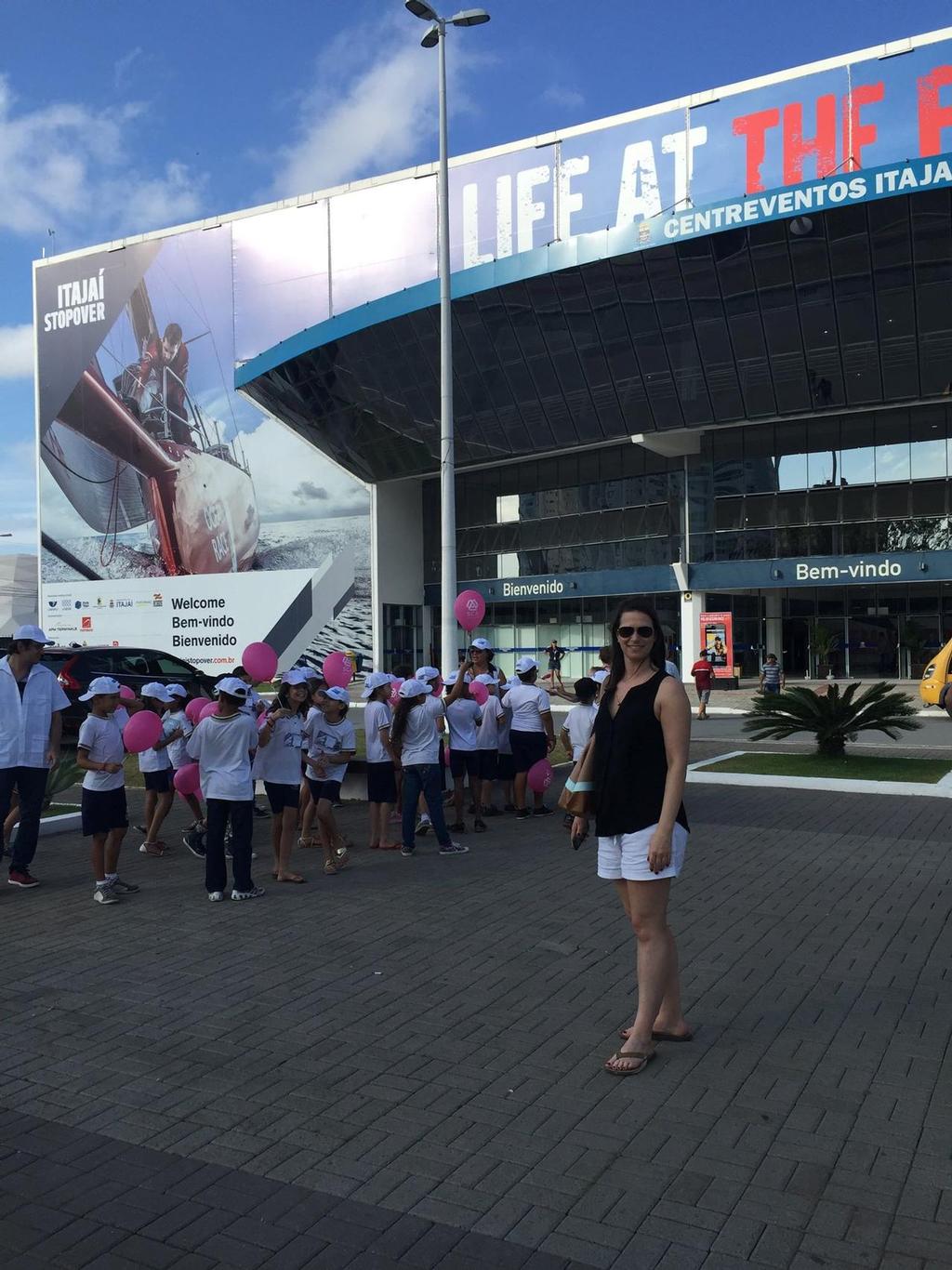 Heather does Itajai - Southern Spars ECsix shirt design competition winner Heather McCarthy  outside the Volvo Ocean Race Village at Itajai © Southern Spars