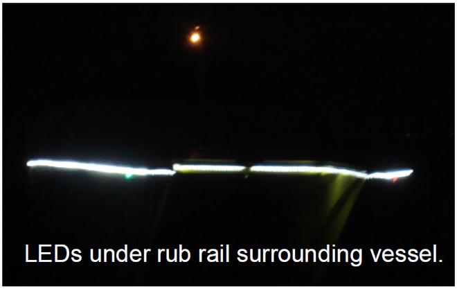 A boat or a UFO? LED Rope lighting obstructing navigational lighting. © Duncan Stirling