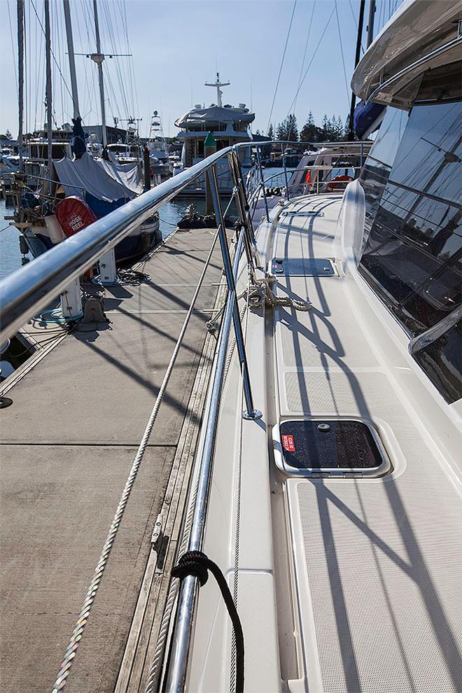 The Aquila 44's rail is brilliantly made, it is just that it protrudes past the topsides ©  John Curnow