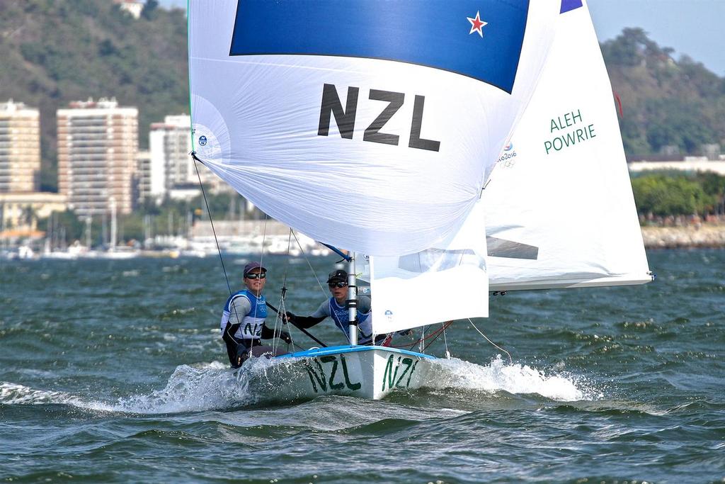 Jo Aleh and Polly Powrie on their way to winning the Silver medal - 2016 Sailing Olympics photo copyright Richard Gladwell www.photosport.co.nz taken at  and featuring the  class