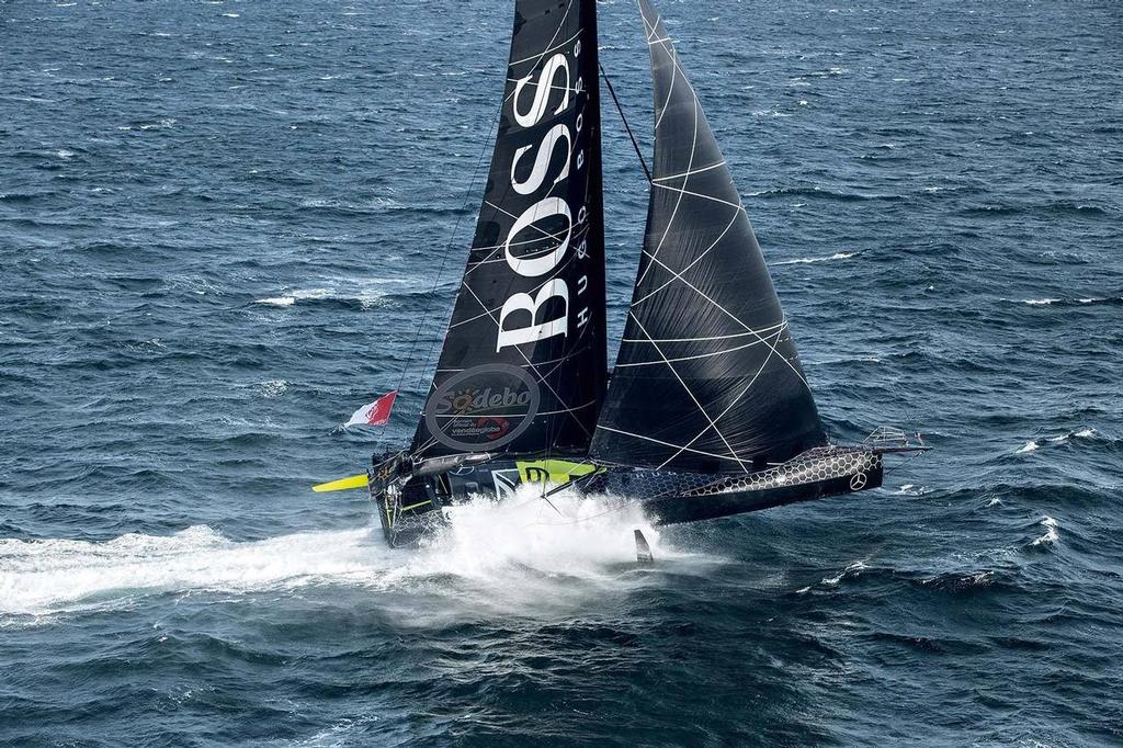 Alex Thomson foiling in Hugo Boss ahead of the 2016 Vendee Globe - photo © Alex Thomson Racing