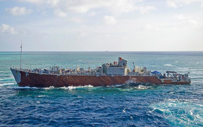 Salvage of the wreck well underway. © US Navy