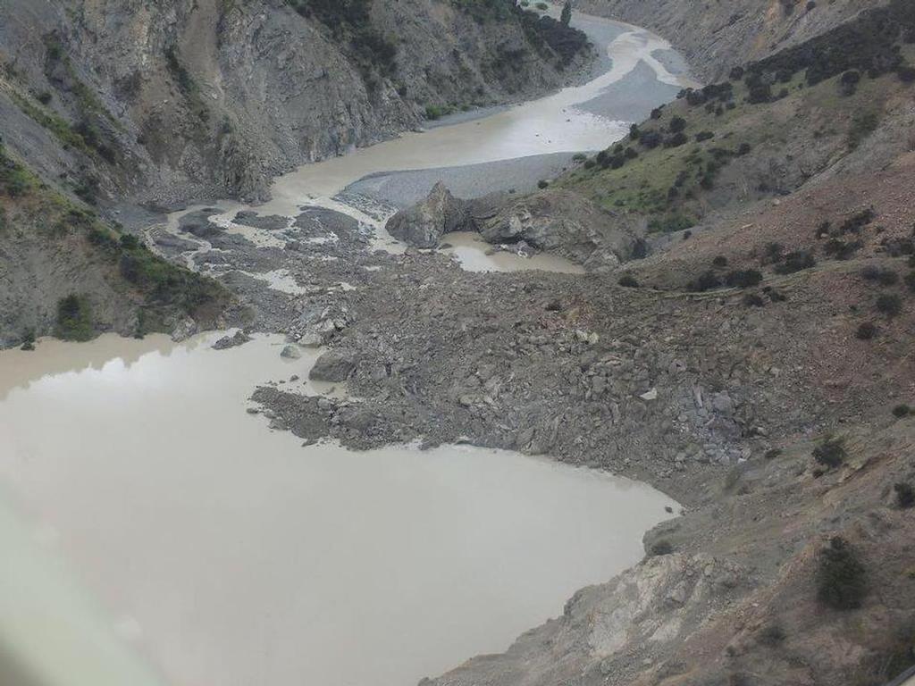 Clarence River this slip dam has now been breeched - Images by Marlborough District Council © SW