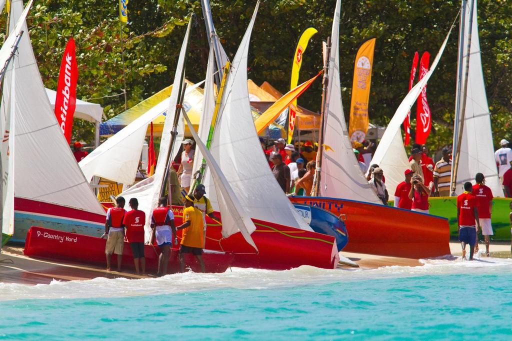 The Grenada work boat regatta sailed off Grand Anse beach. Boats from all over the country of Grenada participated in the classic work boat races. January the 19th-2012  © Bob Grieser/Outside Images www.outsideimages.com