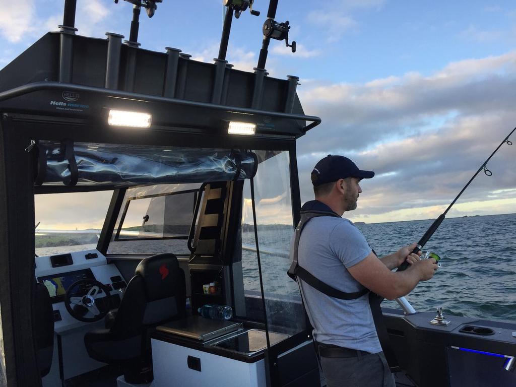 Fishing with white Sea Hawk Dual-XL LED floodlights are available in white, blue and red LED options © Hella Marine