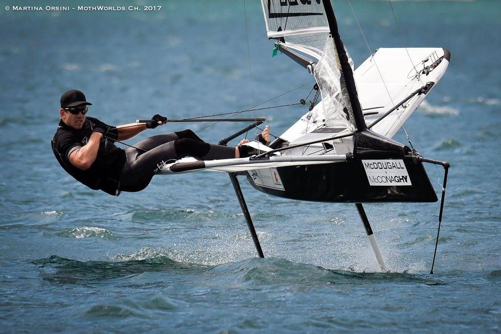 Peter Burling sailing with Zhik at the 2017 Moth Worlds, Garda photo copyright  Martina Orsini taken at  and featuring the  class