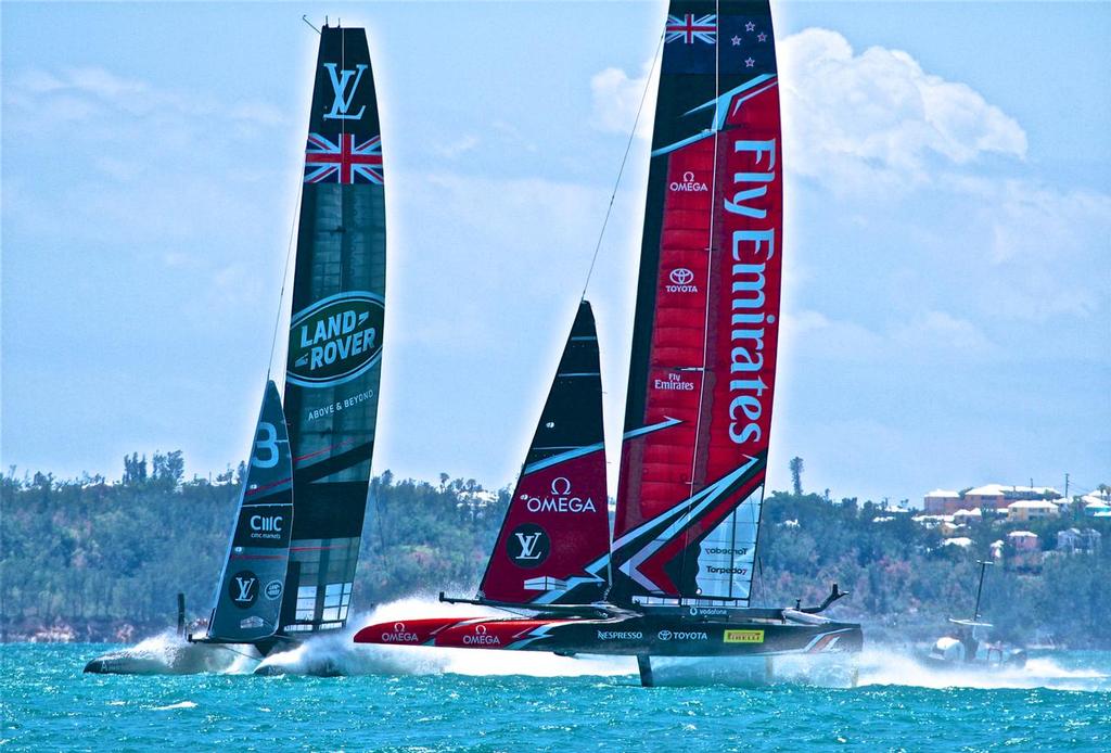 Emirates Team New Zealand and Land Rover BAR, Pre-start - Semi-Final, Day 10 - 35th America’s Cup - Bermuda  June 5, 2017 - photo © Richard Gladwell www.photosport.co.nz