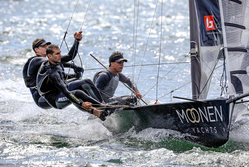 Moonen - Daniel Turner - Gus Williams MattStenta photo copyright SailMedia taken at Manly 16ft Skiff Sailing Club and featuring the 16ft Skiff class