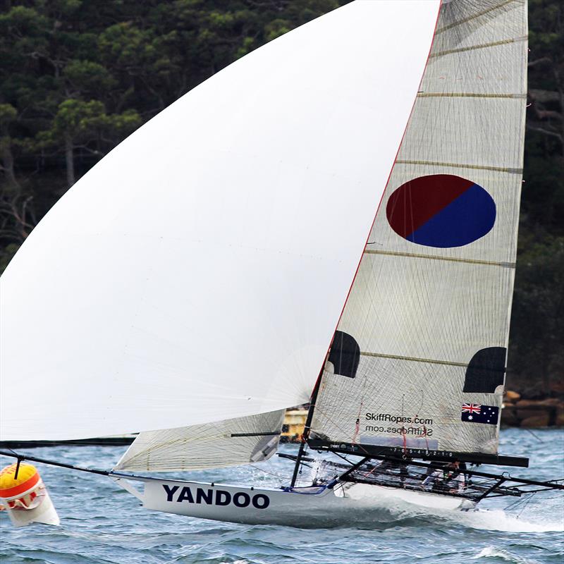 Yandoo in fourth place overall in the championship on day 3 of the 18ft Skiff Australian Championship 2018 photo copyright Frank Quealey taken at Australian 18 Footers League and featuring the 18ft Skiff class