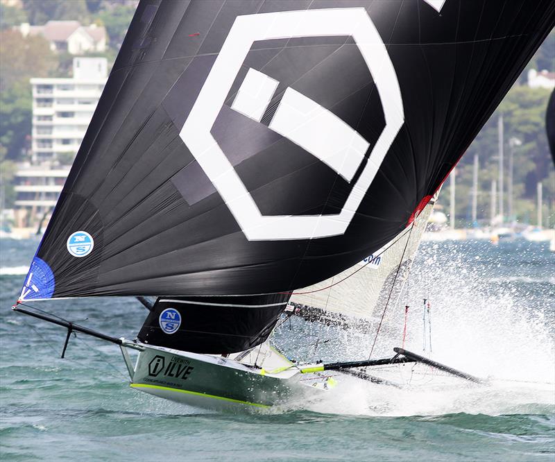 All speed for Ilve on the first spinnaker run in Race 6 on day 3 of the 18ft Skiff Australian Championship 2018 photo copyright Frank Quealey taken at Australian 18 Footers League and featuring the 18ft Skiff class