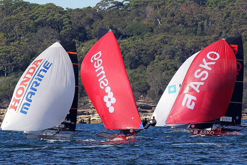 The race leaders head for home in 18ft Skiff JJ Giltinan Championship Race 8 photo copyright Frank Quealey taken at Australian 18 Footers League and featuring the 18ft Skiff class