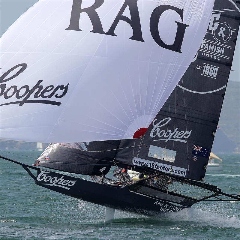 The young Rag and Famish crew drove the boat hard all day for two good results, Australian National Championships, Sydney, January 28, 2018 photo copyright Frank Quealey taken at Australian 18 Footers League and featuring the 18ft Skiff class