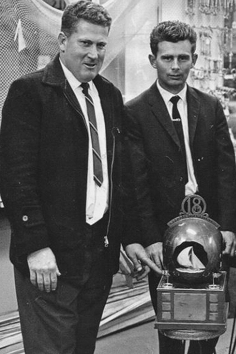 1960s Don Barnett (left) and Bob Holmes with the JJ Giltinan Trophy - photo © Frank Quealey