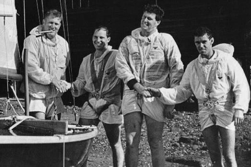 1967 winning Associated Motor Club crew celebrate the victory photo copyright Frank Quealey taken at Australian 18 Footers League and featuring the 18ft Skiff class