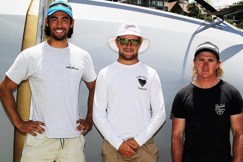 Noakes Youth crew, from left, Tim Westwood, Daniel Barnett, Kirk Mitchell photo copyright Frank Quealey taken at Australian 18 Footers League and featuring the 18ft Skiff class