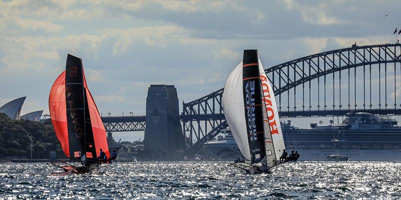 Day 6, JJ Giltinian 18ft Skiff Championship, Sydney, March 10, 2018 photo copyright Michael Chittenden taken at Australian 18 Footers League and featuring the 18ft Skiff class