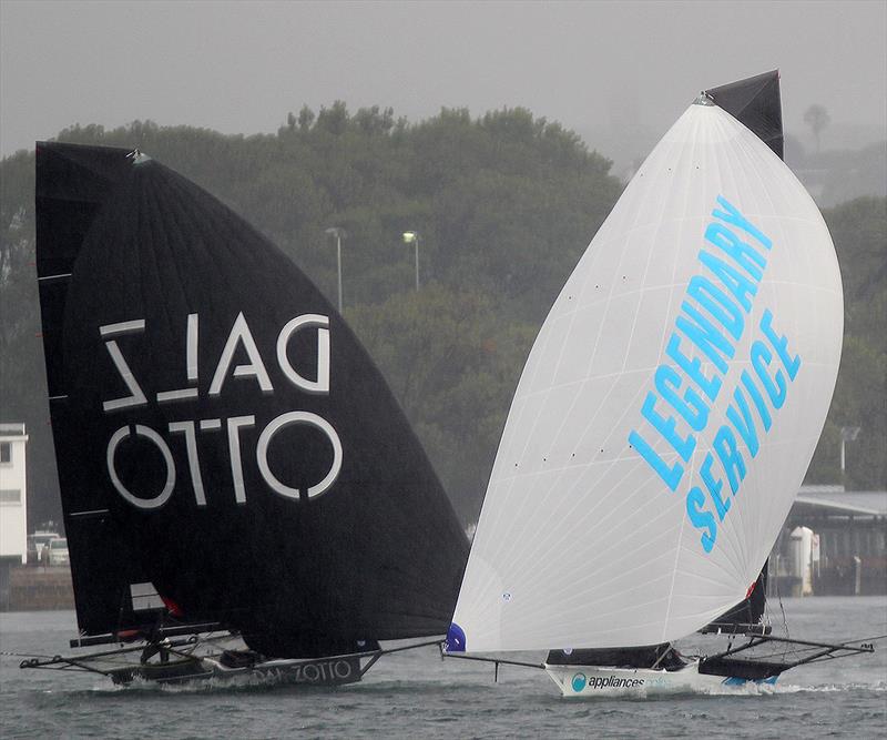Appliances and Dal Zotto in the gloomy conditions of race 1 in the 18ft Skiff 'Supercup' 2018 - photo © Frank Quealey