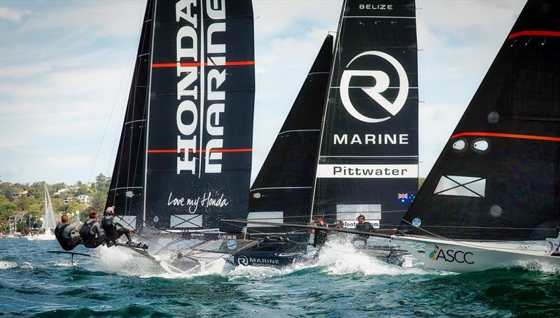 Honda Marine, R Marine and ASCC - 2019 JJ Giltinan Championship, Sydney Harbour, March 2019, photo copyright Michael Chittenden taken at Australian 18 Footers League and featuring the 18ft Skiff class