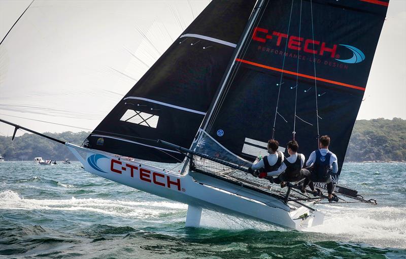 C-Tech (Alex Vallings) contributed to the Kiwis eight wins from nine races, by winning the heavy air Race 3 - 2019 JJ Giltinan Championship, Sydney harbour, March 2019 photo copyright Michael Chittenden taken at Australian 18 Footers League and featuring the 18ft Skiff class