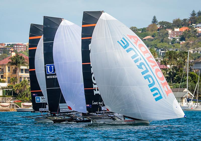 Honda Marine works her way through to leeward - 18ft skiffs - JJ Giltinan Championship - March 17, 2020 - Day 3 - Sydney Harbour - photo © Michael Chittenden