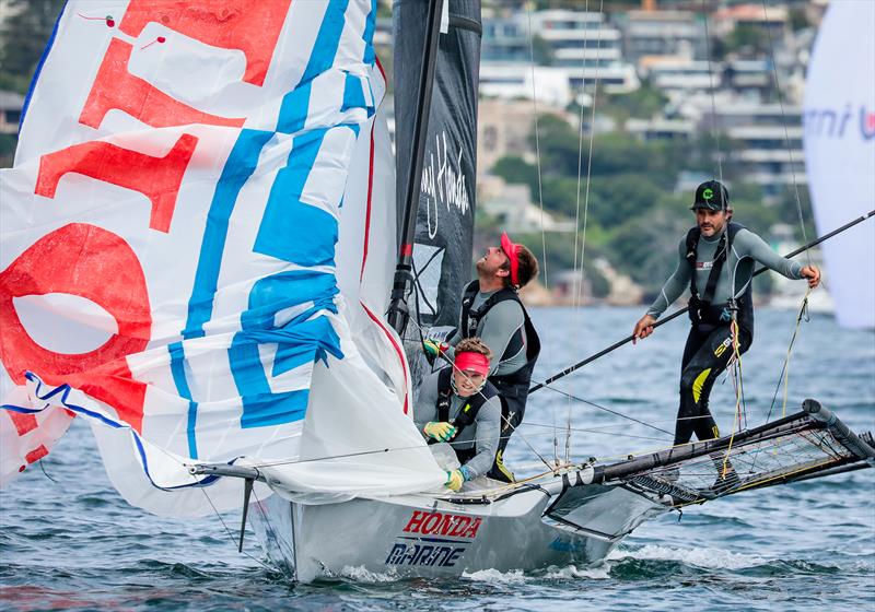 Dave McDiarmid, Matt Steven and Brad Collins - Honda Marine - JJ Giltinan 18ft Championships - March 2020 - Sydney Harbour - photo © Michael Chittenden