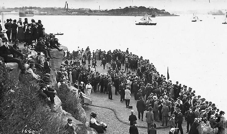 Clark Island was Mark Foy's 'grandstand' for his 18 Footer races on Sydney Harbour photo copyright Frank Quealey taken at Australian 18 Footers League and featuring the 18ft Skiff class