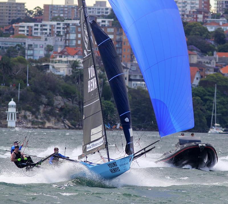 18ft Skiff Spring Championship Race 6: Plenty on for Burrawang-Young Henrys photo copyright Frank Quealey taken at Australian 18 Footers League and featuring the 18ft Skiff class